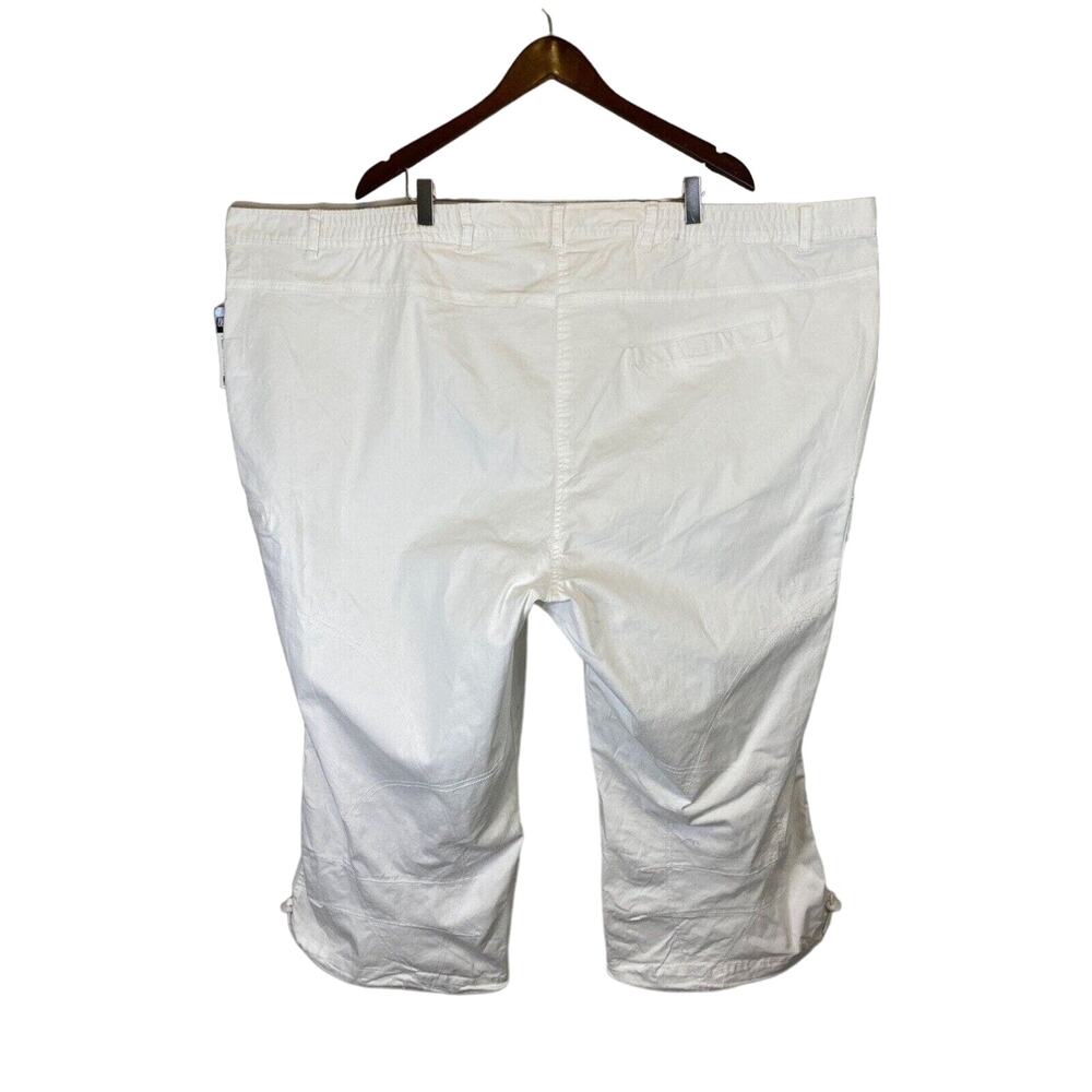 NWT Ulla Popken White Cotton Cargo Capri Pants Plus Size Stretch Pockets
